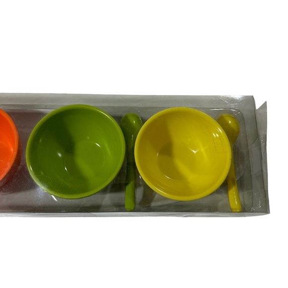 Vintage Bon-Ton 9-Piece Melamine Condiment Set 4 Bowls 4 Spoons & Boat Tray NIP - Picture 8 of 10